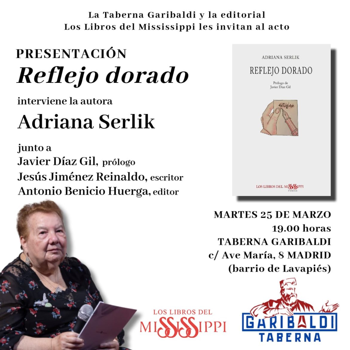 Adriana Serlik. 25 mar. REFLEJO DORADO. Madrid